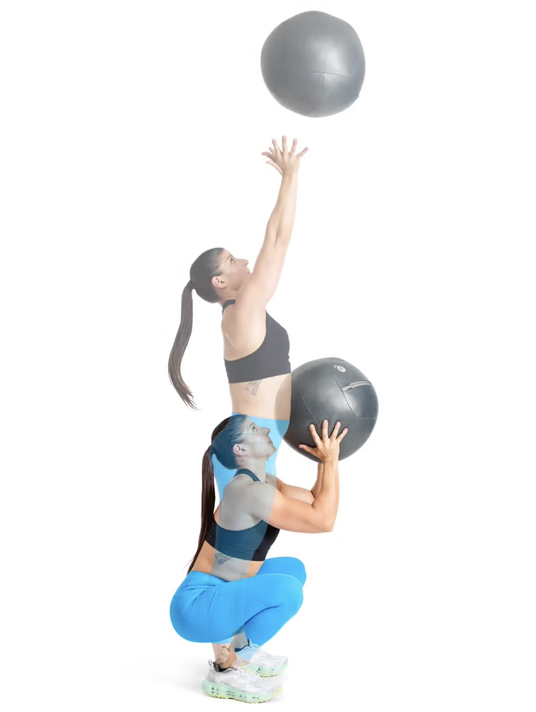 Een vrouw die wall balls uitvoert